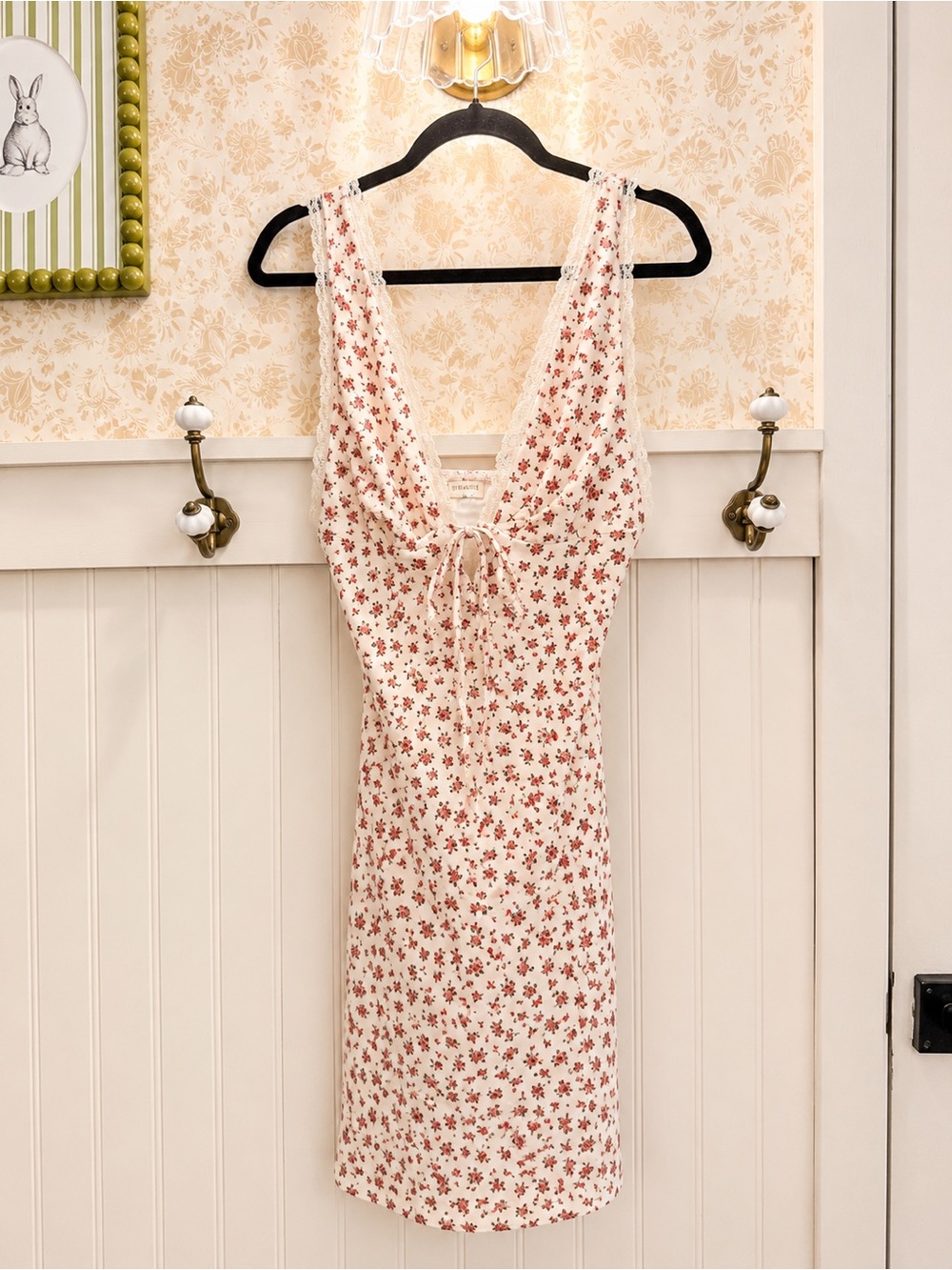THIRTY THIRTY LA Floral Lace Trim Mini Dress Size Small - Picture 2 of 4